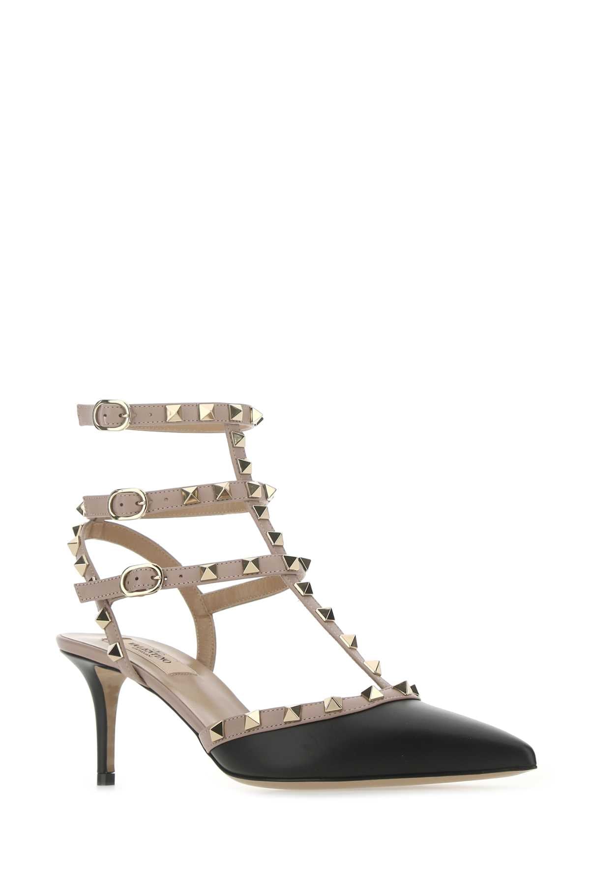 VALENTINO GARAVANI Two-tone Leather Rockstud Pumps with 6 cm Heel