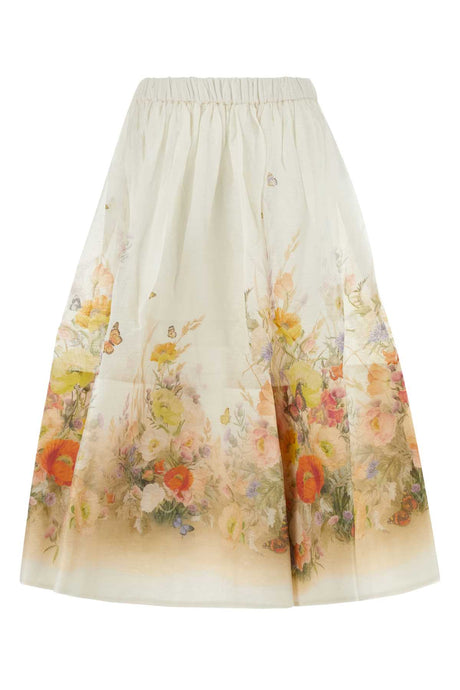 ZIMMERMANN Ivory Linen Blend Tranquility Mini Skirt