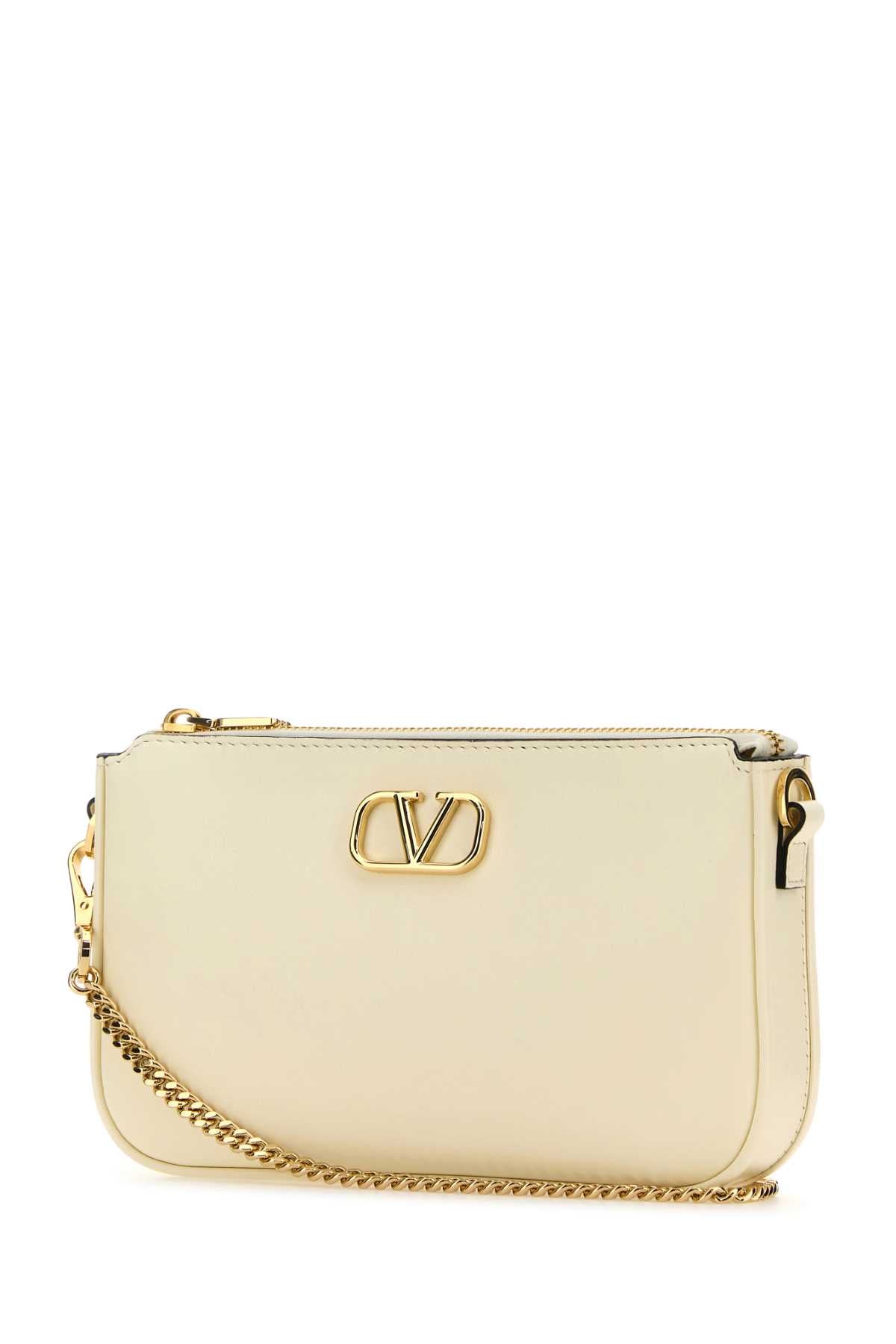 VALENTINO GARAVANI Ivory Leather Mini VLogo Crossbody Handbag - 20x13x3 cm