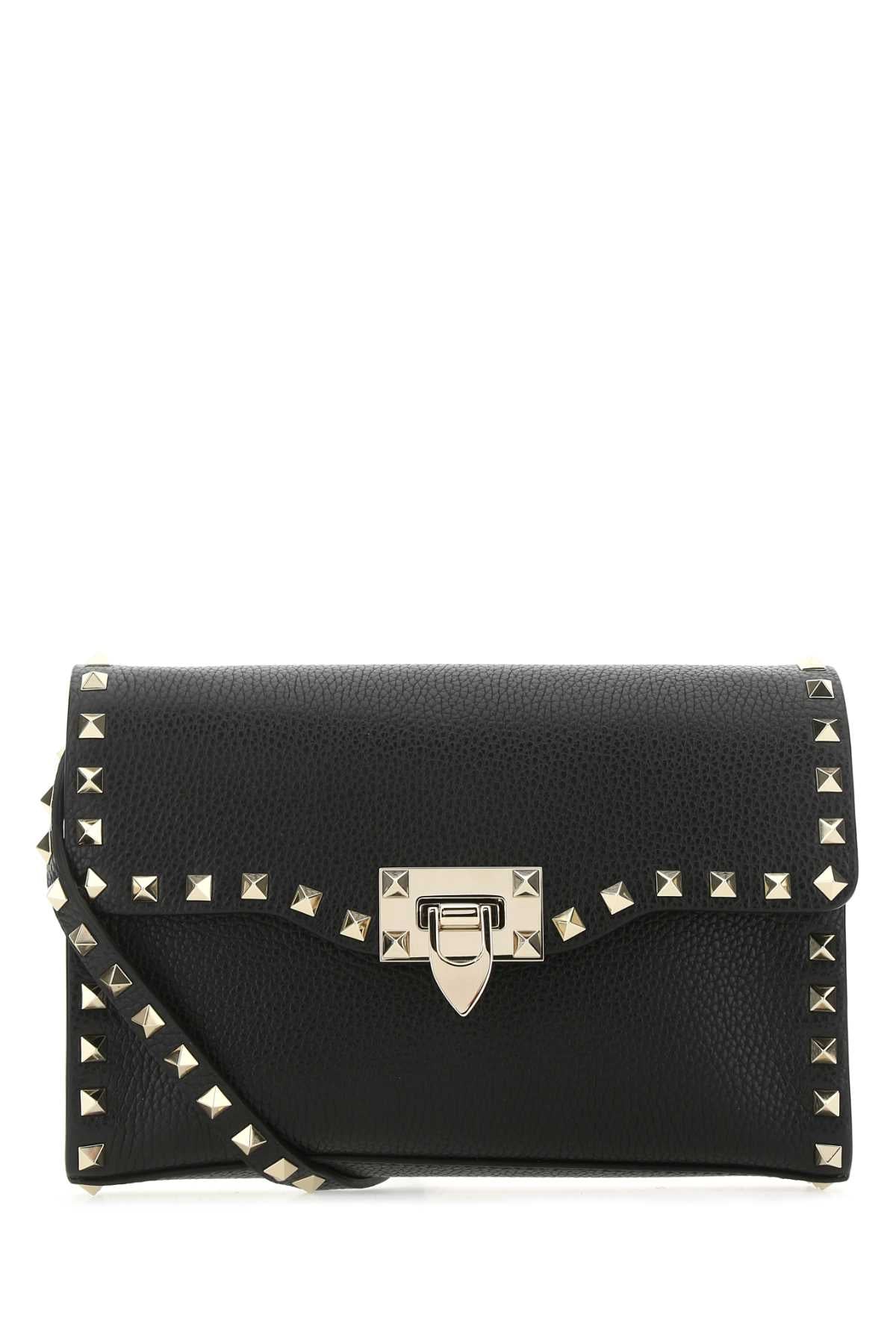 VALENTINO GARAVANI Mini Black Leather Rockstud Crossbody Handbag