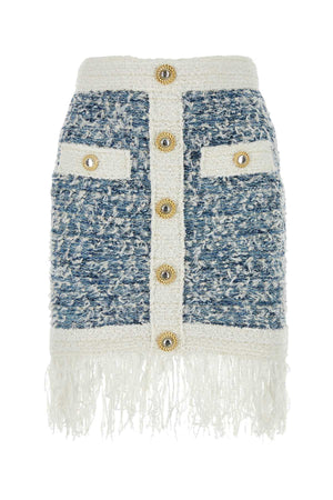 BALMAIN Embroidered Tweed Mini Skirt