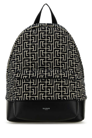 BALMAIN Embroidered Fabric Backpack - 30 cm Width, 40 cm Height, 18 cm Depth