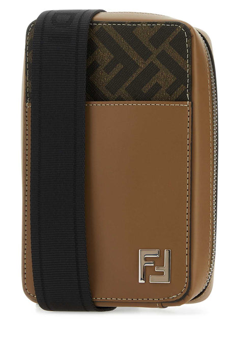 FENDI Mini Fabric and Leather Crossbody Handbag