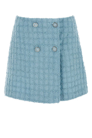 VERSACE Light Blue Boucle Mini Skirt