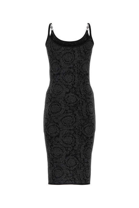 VERSACE Black Stretch Viscose Blend Mini Dress