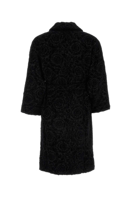 VERSACE HOME Luxurious Unisex Bathrobe in Black Terry Fabric - Size M