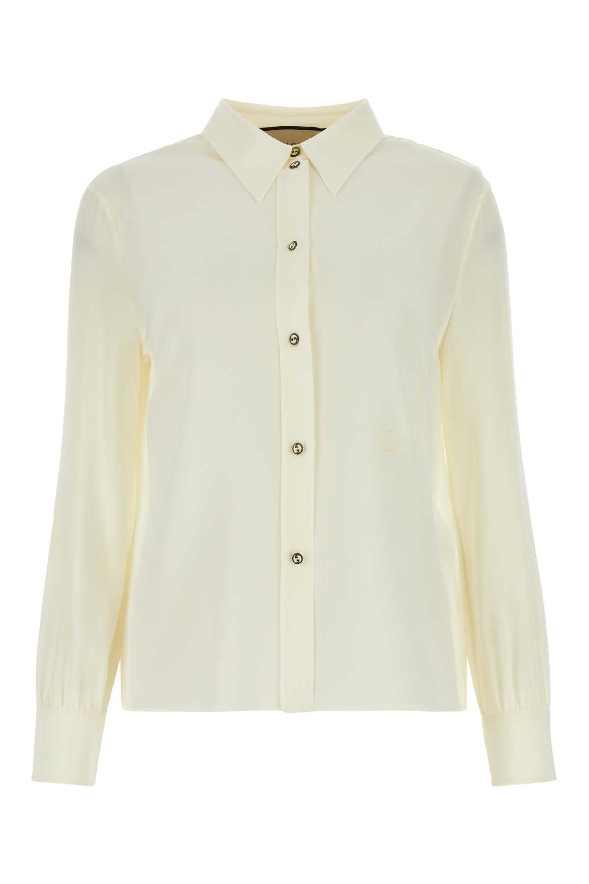 GUCCI Ivory Crepe Silk Shirt for Women