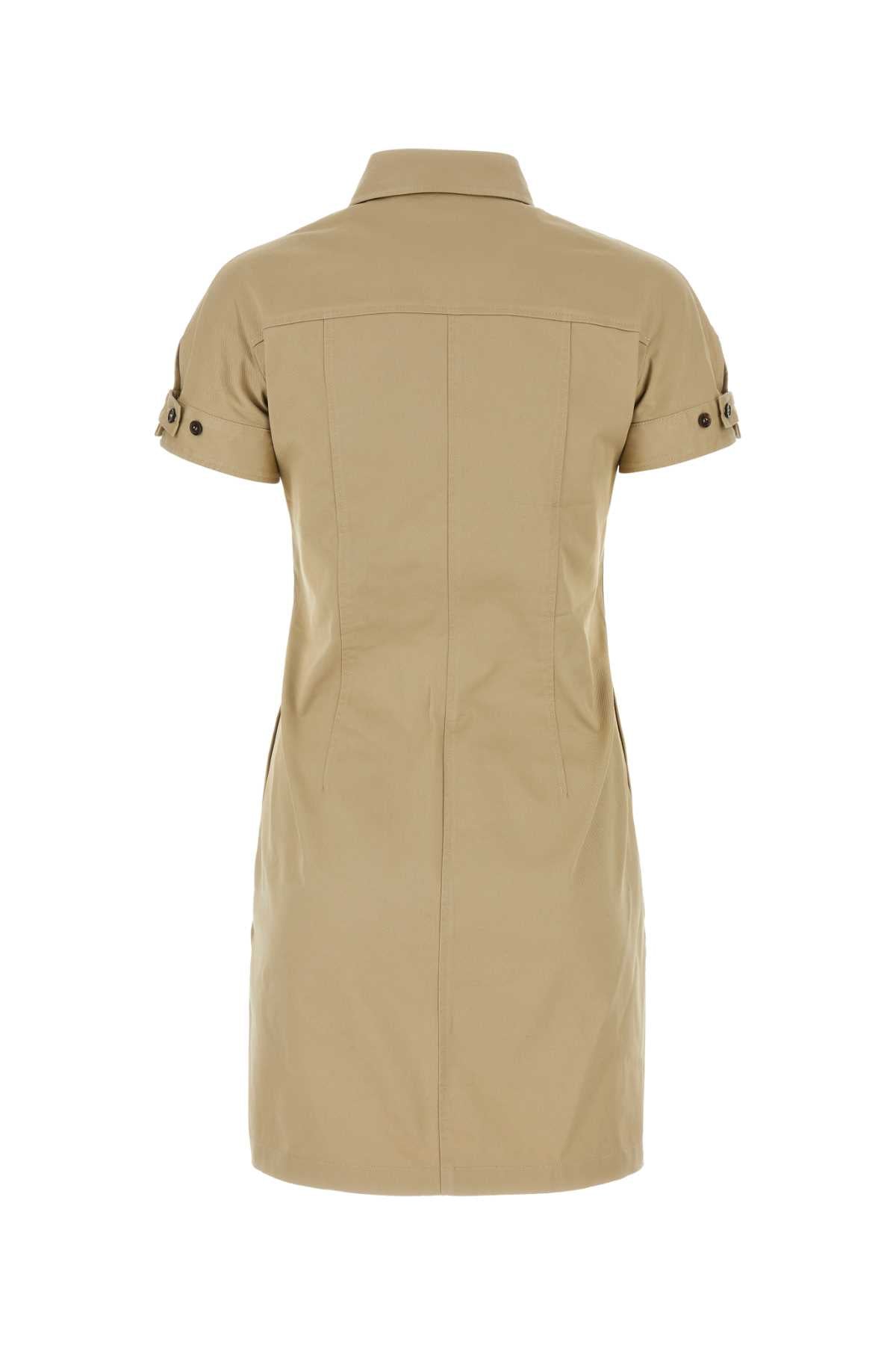 DSQUARED Beige Stretch Cotton Mini Shirt Dress