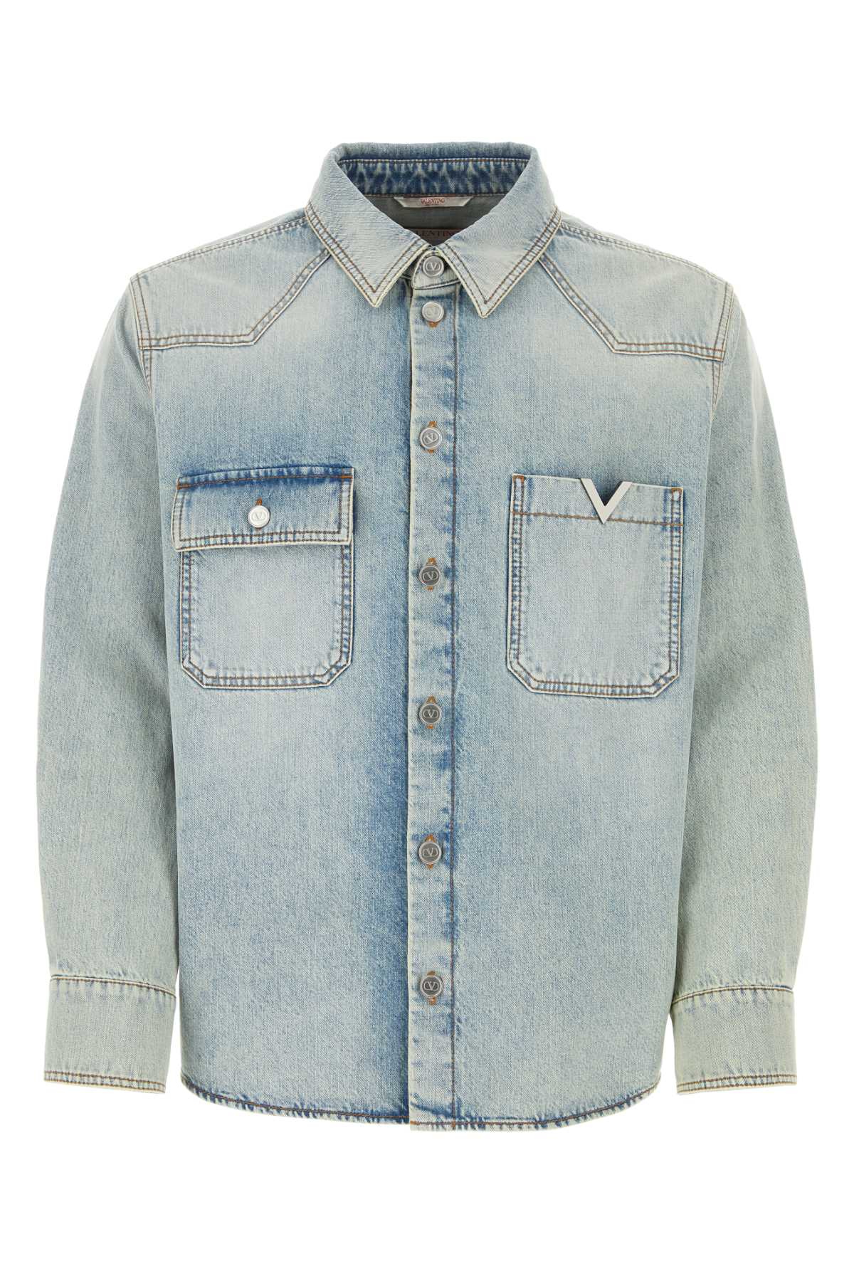 VALENTINO GARAVANI Light Blue Denim Shirt for Men