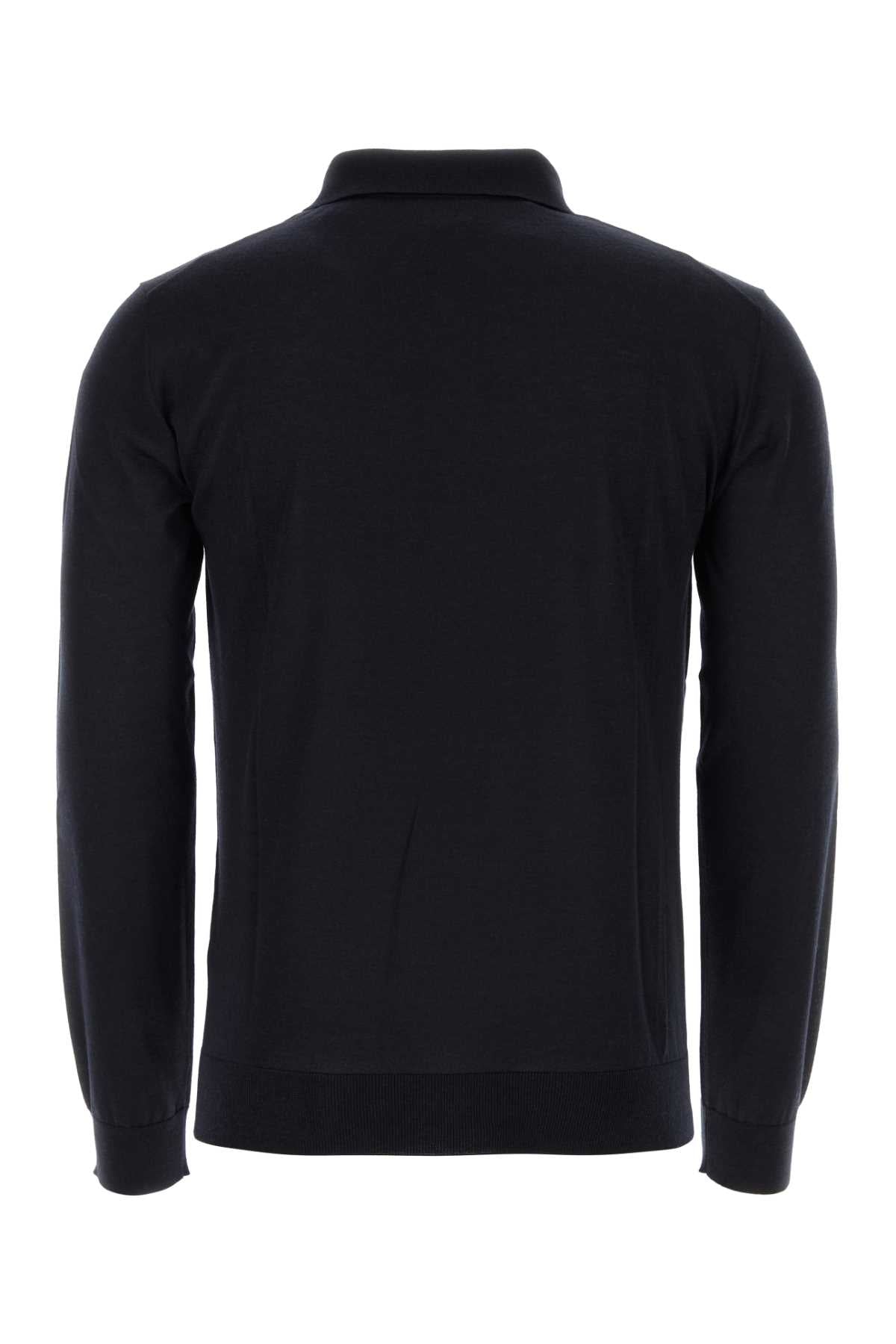 VALENTINO GARAVANI Midnight Cashmere Blend Polo Shirt for Men