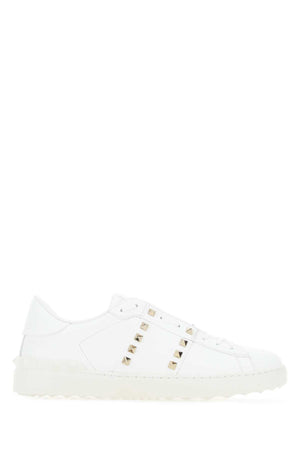 VALENTINO GARAVANI Classic White Leather Rockstud Sneakers