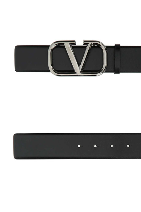 VALENTINO GARAVANI Classic Black Leather Belt - 4 cm Height