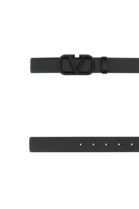 VALENTINO GARAVANI Signature Black Leather VLogo Belt - 3 cm Height