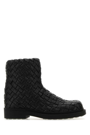 BOTTEGA VENETA Black Leather Ankle Boots for Men