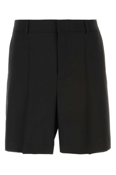 VALENTINO GARAVANI Modern Black Wool Bermuda Shorts for Men