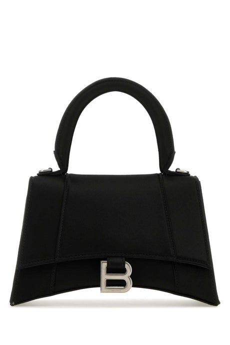 BALENCIAGA Mini Black Satin Hourglass Handbag