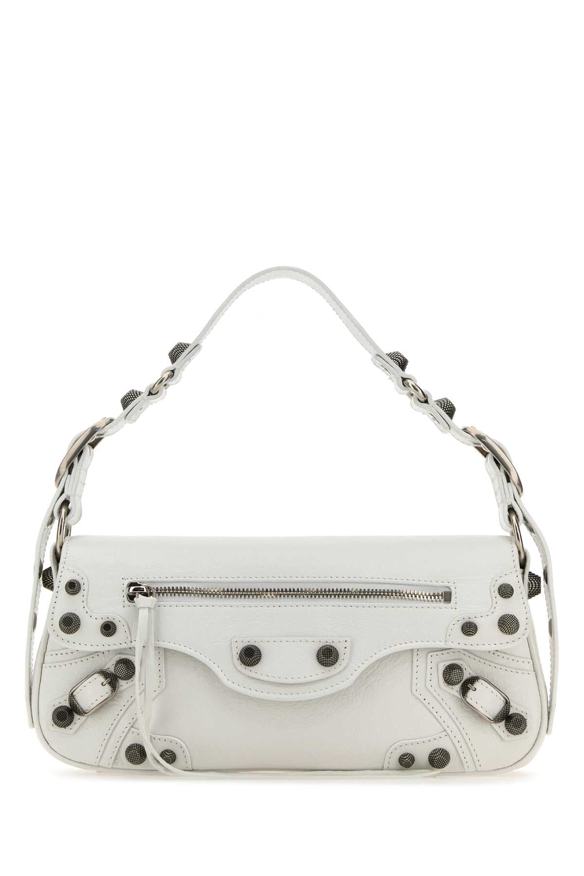 BALENCIAGA Mini White Leather Sling Handbag