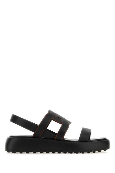 TOD'S Chic Black Leather Chain Sandals with 4 cm Platform