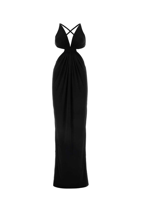 SAINT LAURENT Chic Black Crepe Long Dress