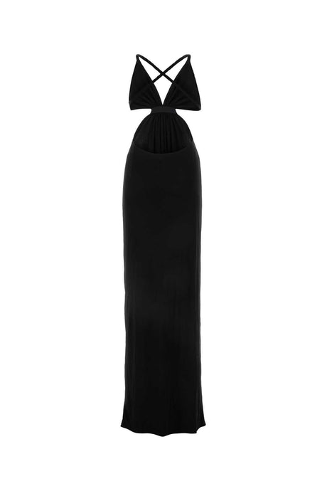 SAINT LAURENT Chic Black Crepe Long Dress