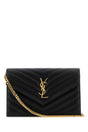 SAINT LAURENT Elegant Black Leather Envelope Clutch - 19 cm x 13 cm