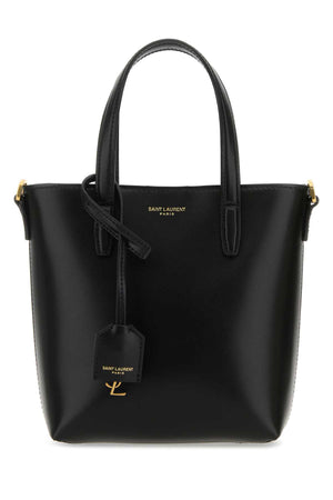 SAINT LAURENT Mini Black Leather Shopping Handbag