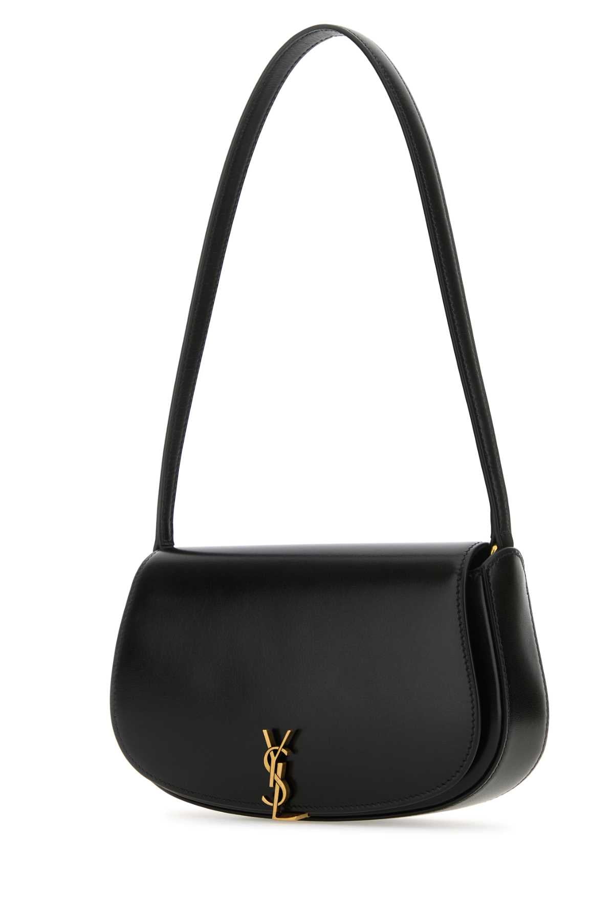 SAINT LAURENT Elegant Mini Black Leather Shoulder Handbag