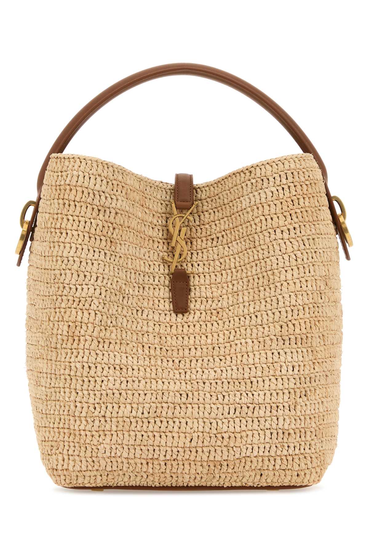 SAINT LAURENT Mini Raffia Le 37 Bucket Handbag