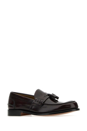 CHURCH'S Burgundy Leather Tiverton Loafers