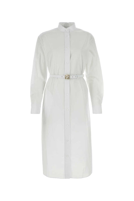 FENDI White Poplin Mini Shirt Dress for Women