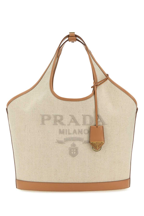 PRADA Elegant Sand Canvas Handbag - 44x30x13 cm