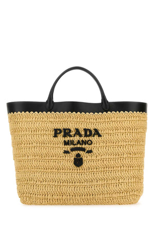 PRADA Raffia Shopping Handbag - 32 cm Width, 28 cm Height