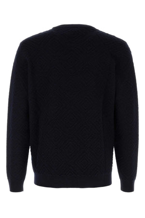 GIORGIO ARMANI Midnight Blue Wool Blend Sweater for Men