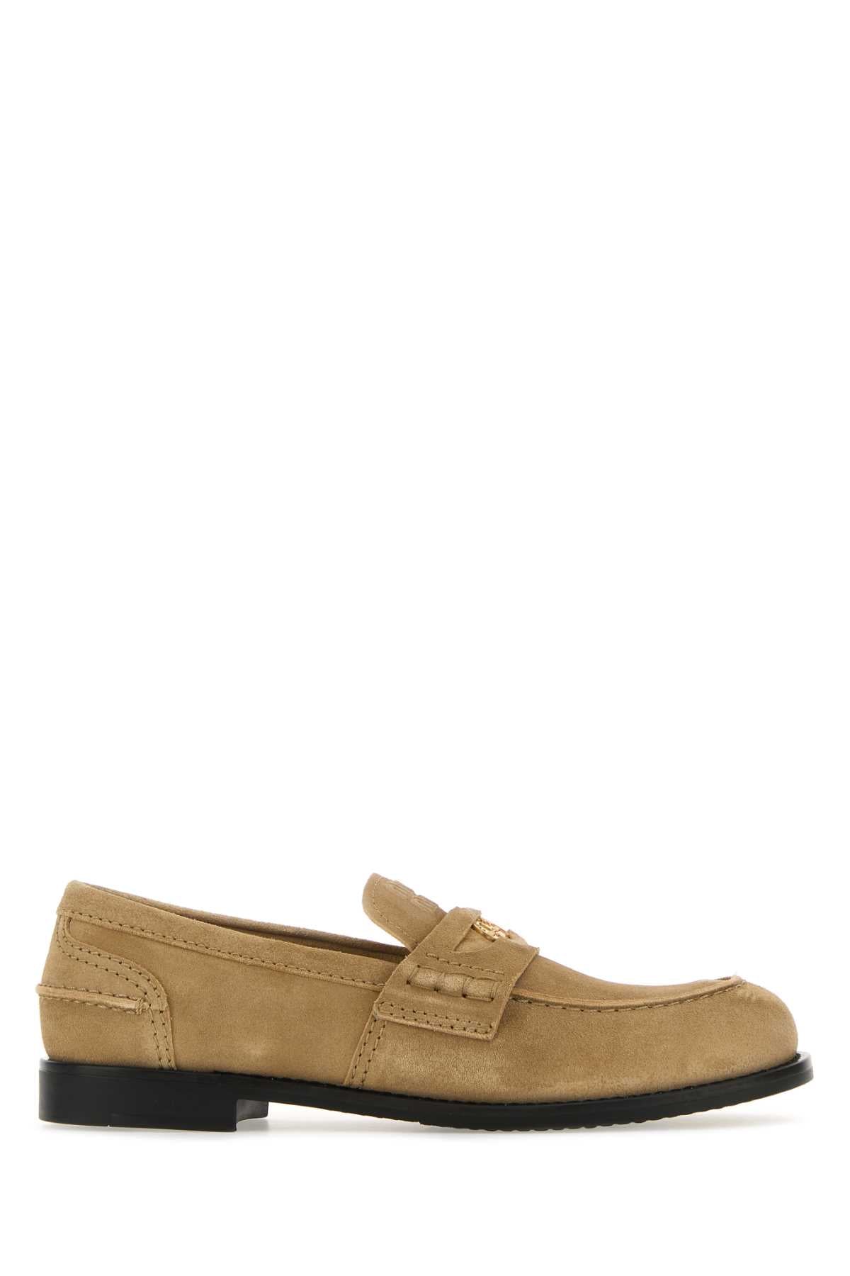 MIU MIU Chic Beige Suede Loafers for Women