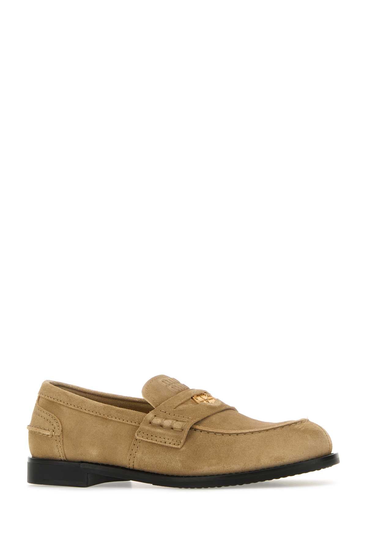 MIU MIU Chic Beige Suede Loafers for Women