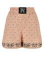 PALM ANGELS Printed Linen Blend Mini Shorts for Women