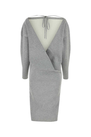 GUCCI Grey Stretch Wool Blend Dress