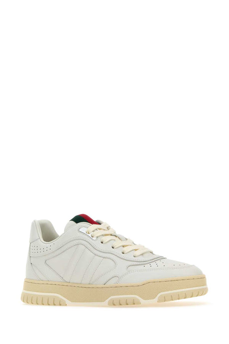 GUCCI White Leather Re-Web Sneakers for Women