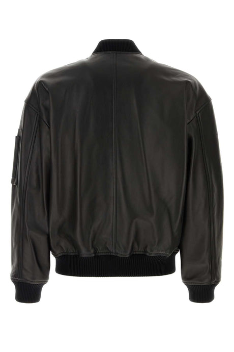 DSQUARED Classic Black Leather Bomber Jacket for Men