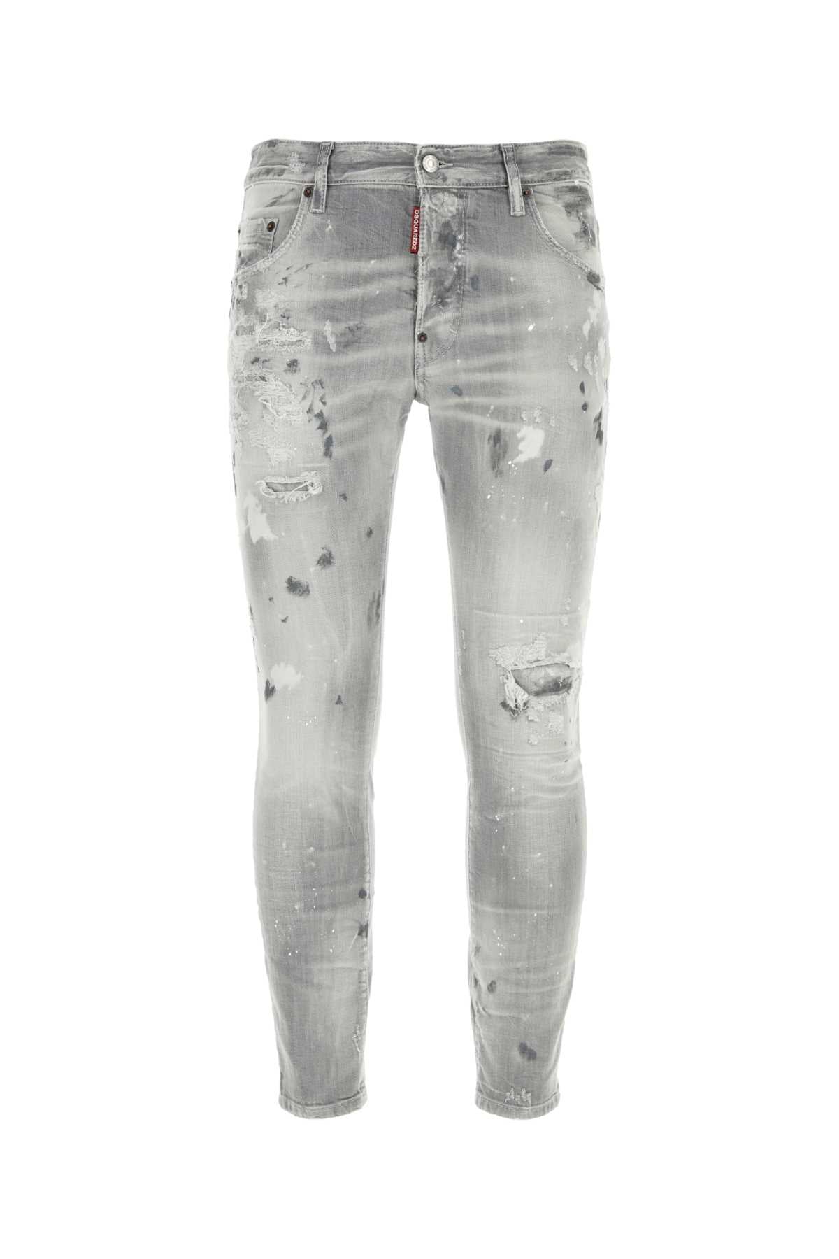 DSQUARED Light Grey Stretch Denim Skater Jeans