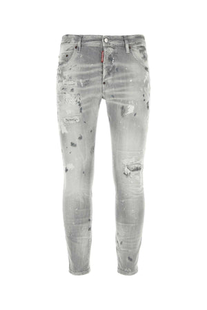 DSQUARED Light Grey Stretch Denim Skater Jeans