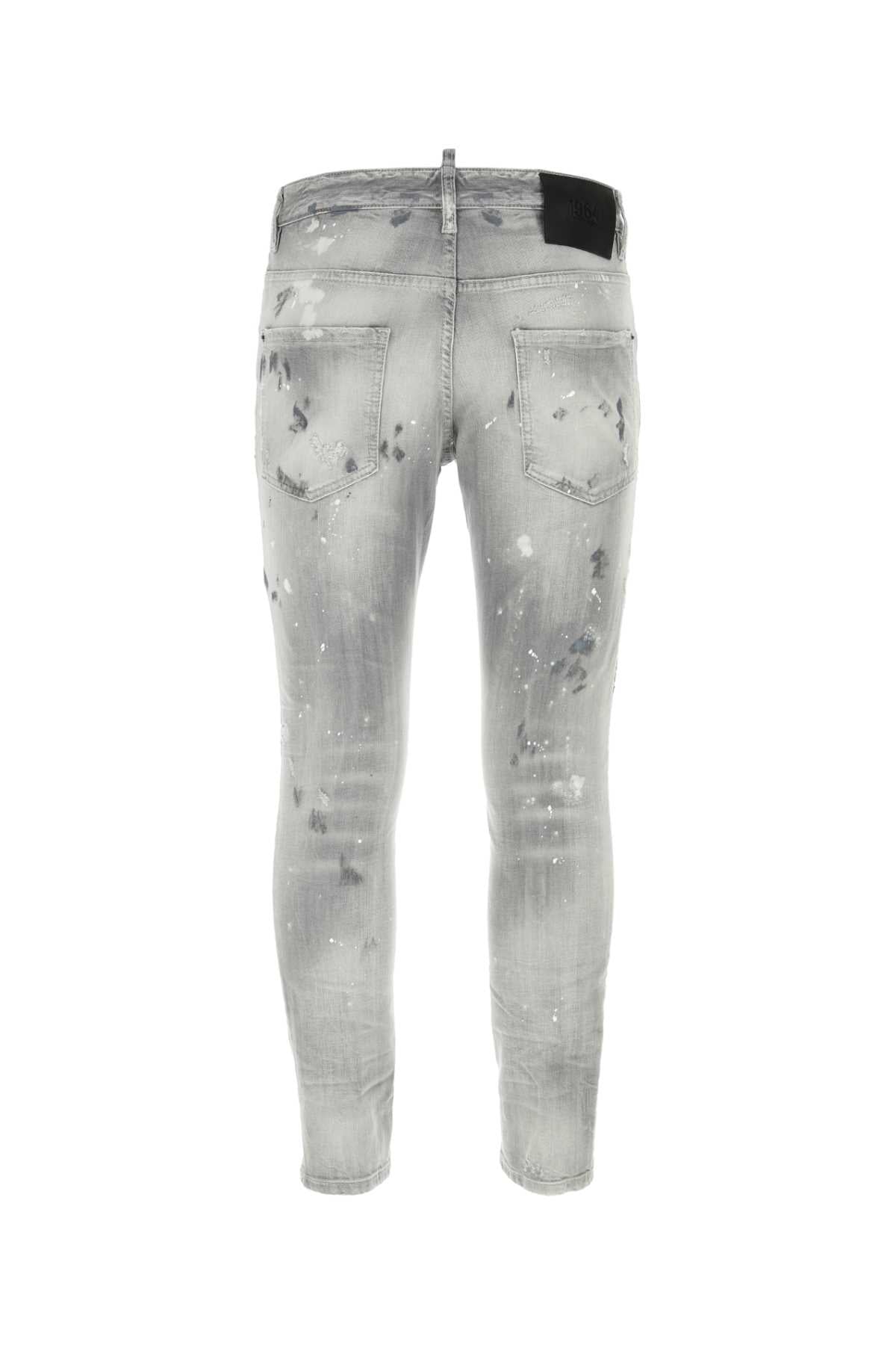 DSQUARED Light Grey Stretch Denim Skater Jeans