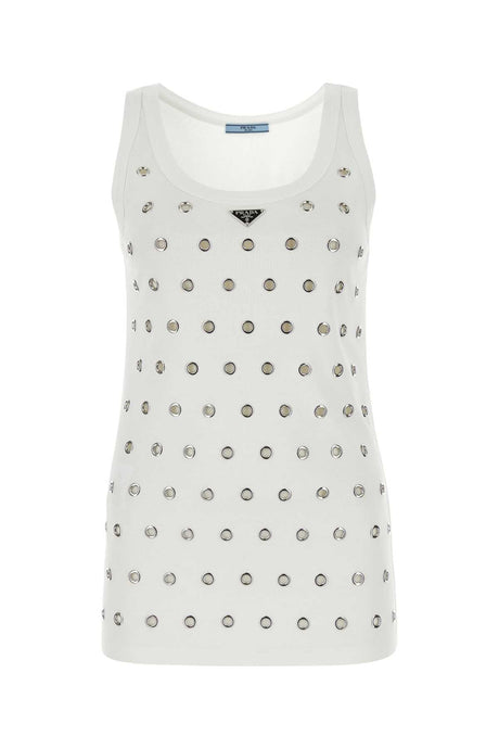 PRADA Essential White Cotton Tank Top for Women