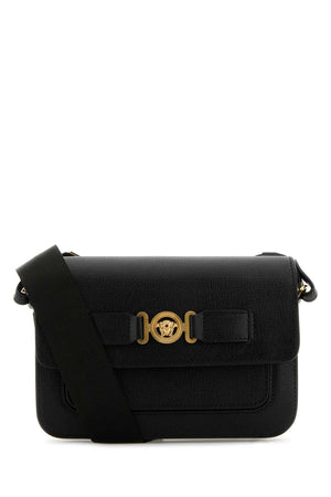 VERSACE Black Leather Medusa Biggie Crossbody Handbag - 22 cm