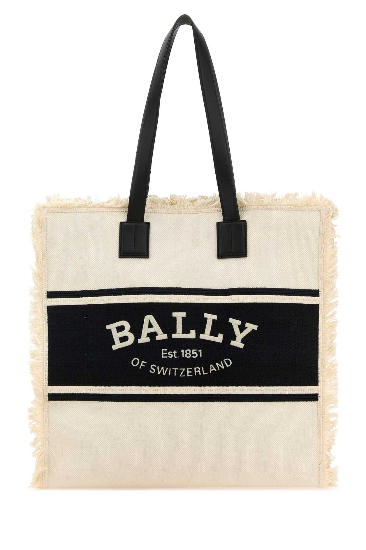 BALLY Sand Canvas Shopping Handbag - 36 cm Wide