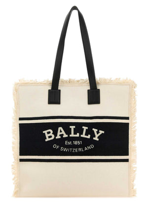 BALLY Sand Canvas Shopping Handbag - 36 cm Wide