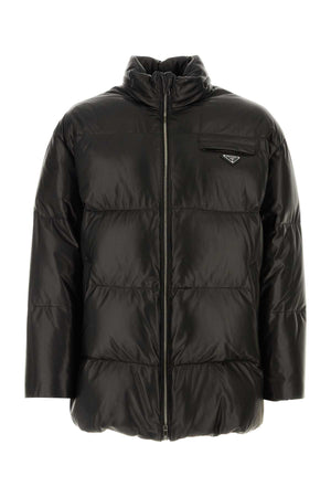 PRADA Black Nappa Leather Down Jacket for Men