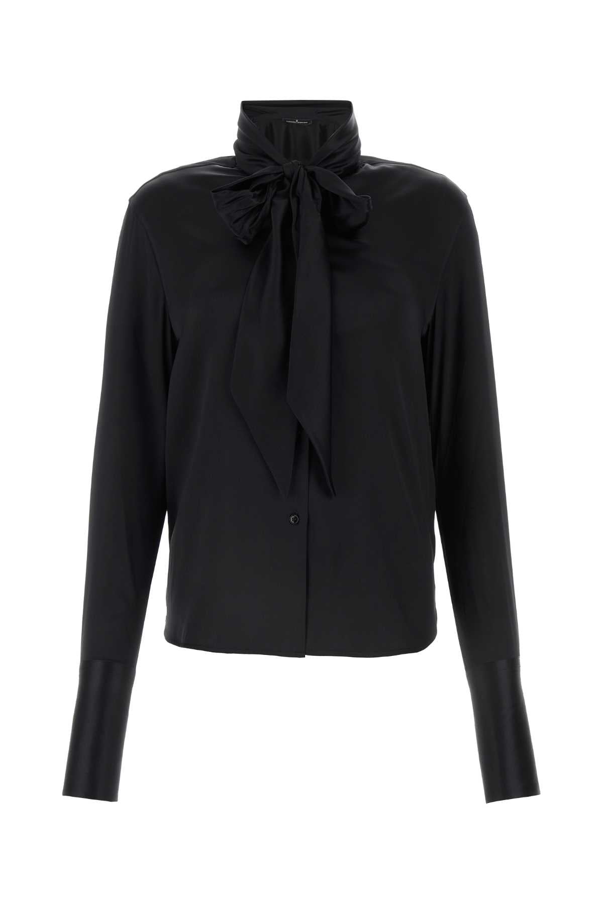 ERMANNO SCERVINO Chic Black Stretch Satin Shirt