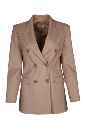 ELISABETTA FRANCHI Double-Breasted Camel Blazer for Women