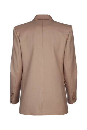 ELISABETTA FRANCHI Double-Breasted Camel Blazer for Women